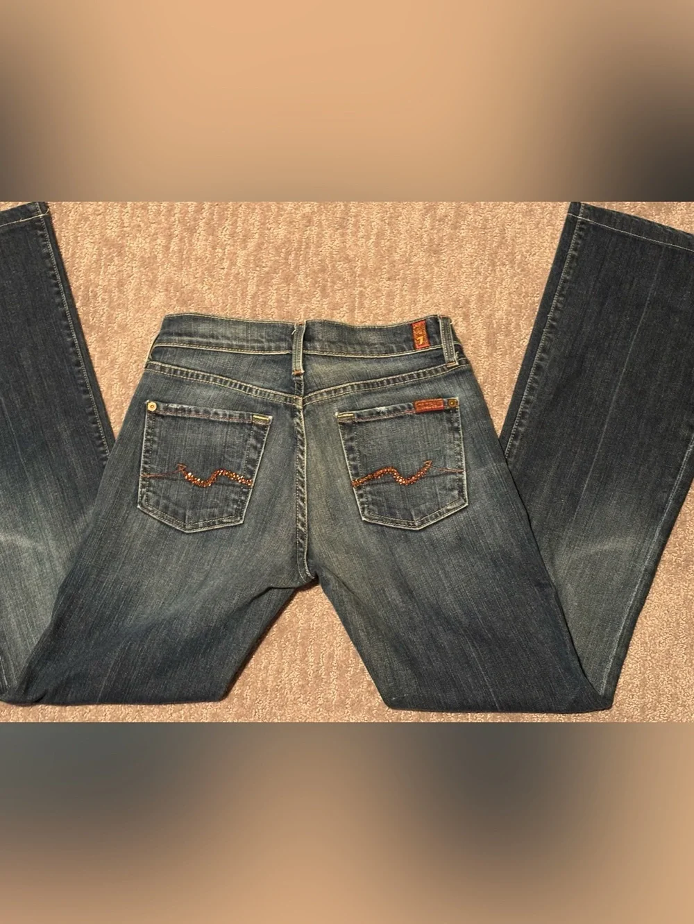 7 For All Mankind Dojo Jeans Womens 26 Bootcut Medium Wash Stretch 30 Inseam